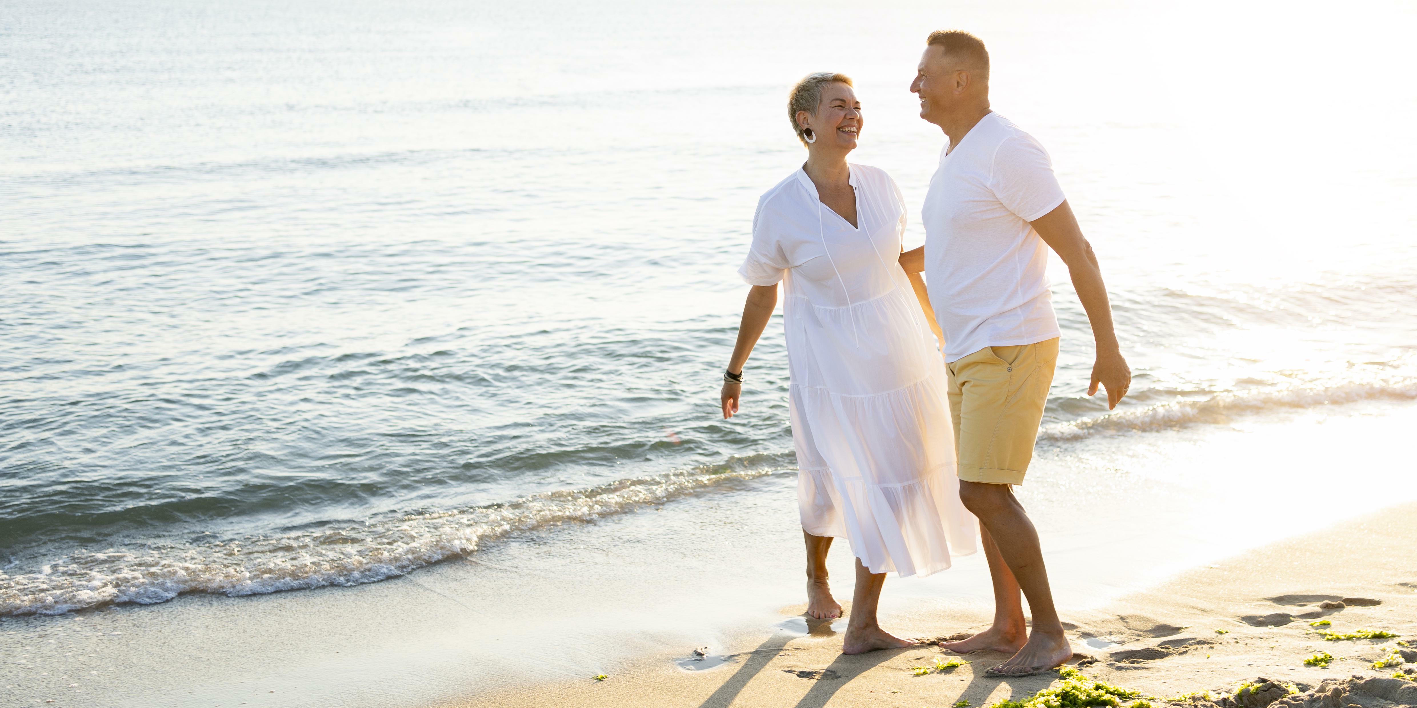 Couple walking on beach